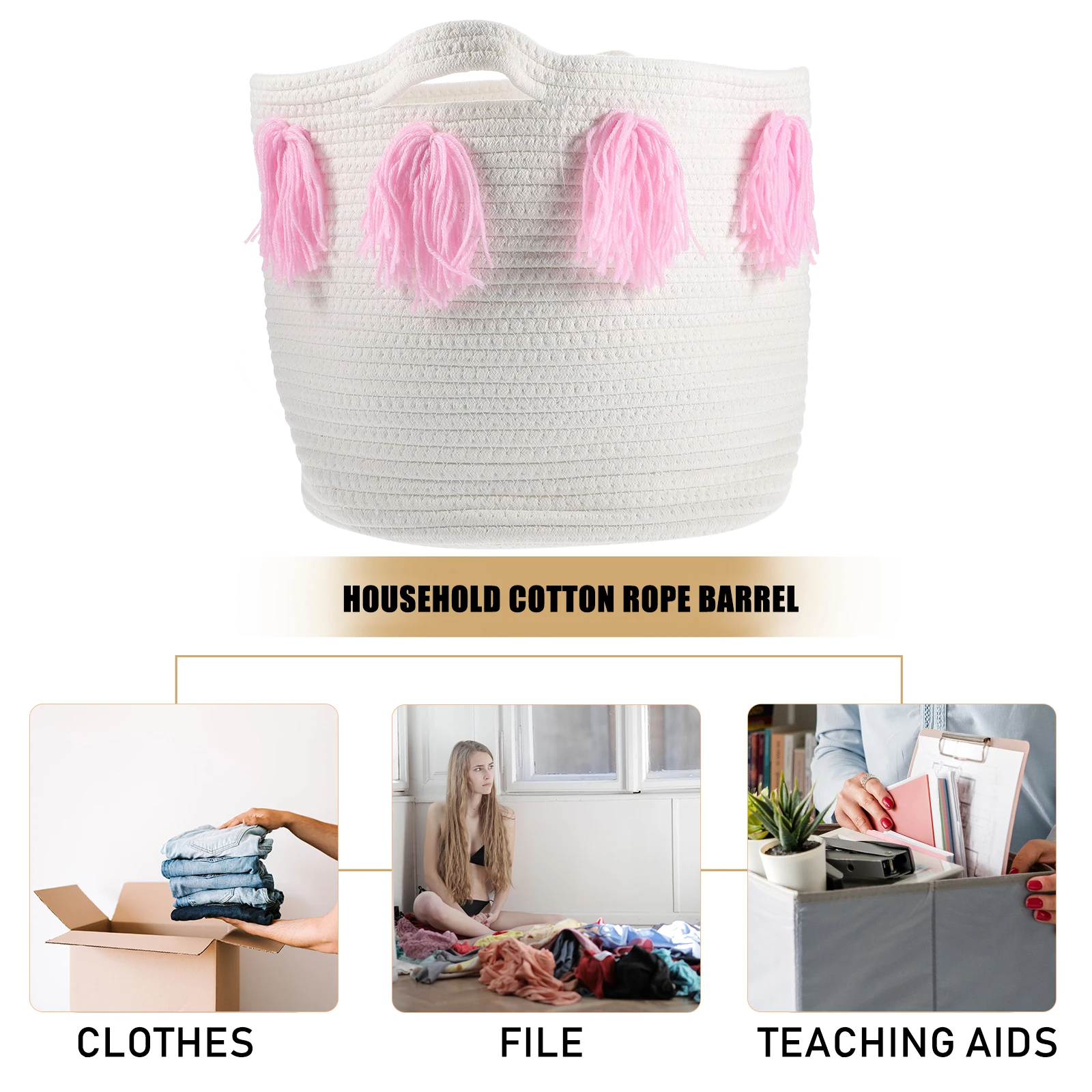 

Woven Cotton Household Nordic Style Storage Basket Household Sundries ganizer Nordic Style Rope Basket Home Decor