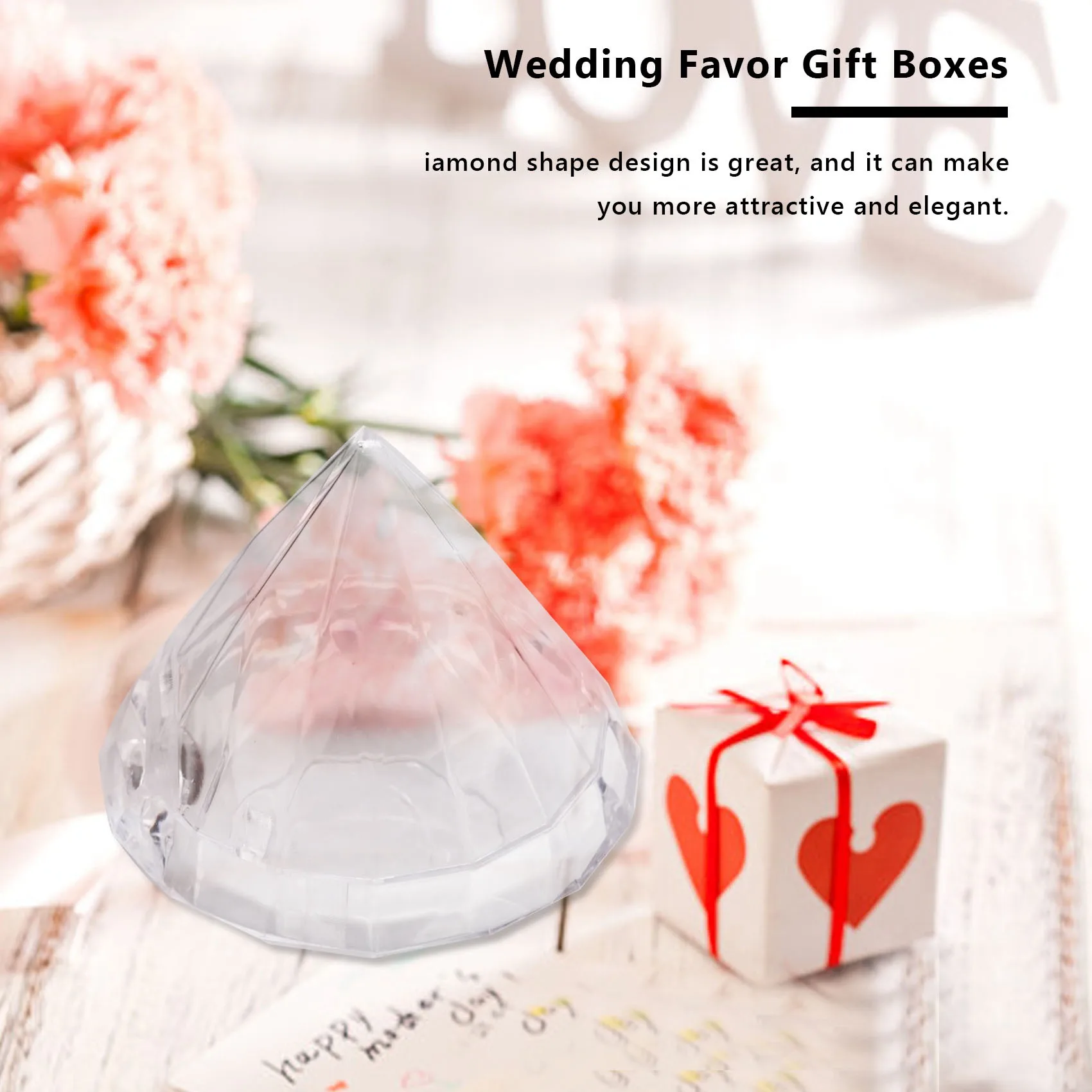 12PCS Transparent Diamond Shape Candy Box Wedding Favor Gift Boxes Party Box Clear Plastic Container Home Decor Gift