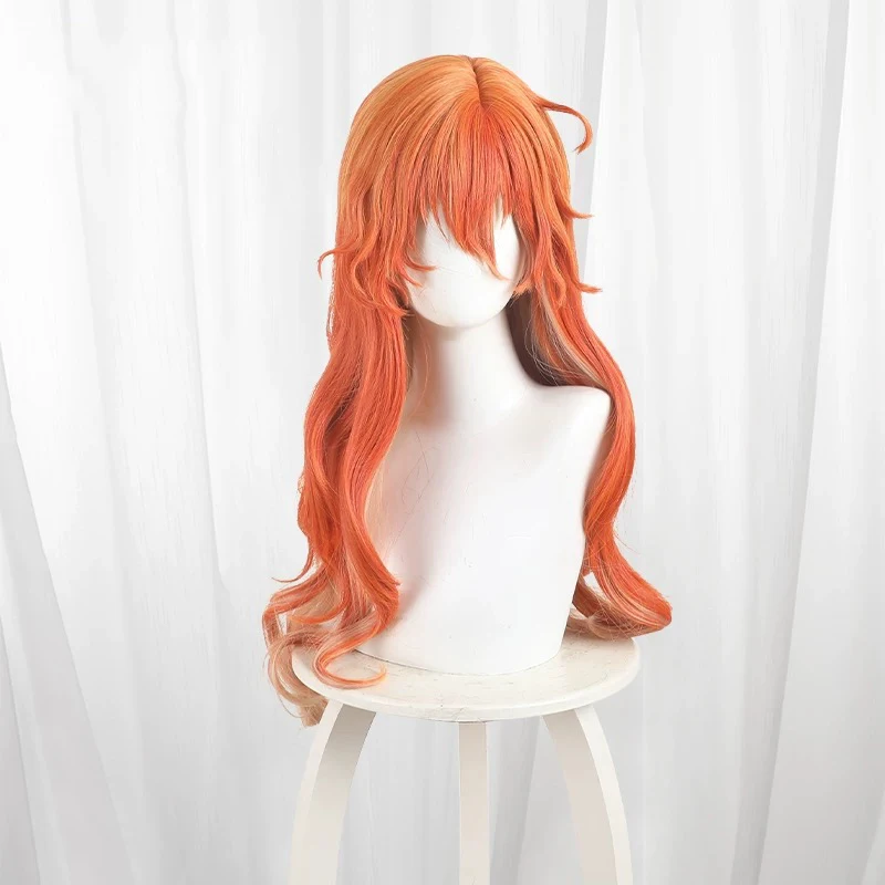 Game Wuthering Waves AUGUSTA Cosplay Wig Women Lolita Orange Curly Hair Heat Resistant Synthetic Wigs Halloween Prop