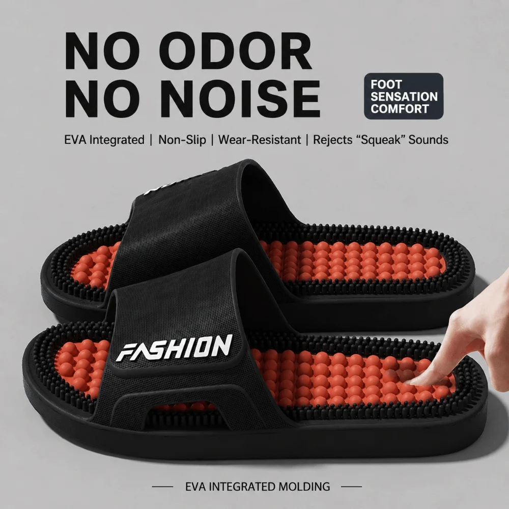 Akupressur Herren-Massage-Hausschuhe Rutschfest Geruchshemmend Fußmassage-Pantoffeln Leichtgewichtig Weiche Sohle Outdoor-Hausschuhe – Detail 5
