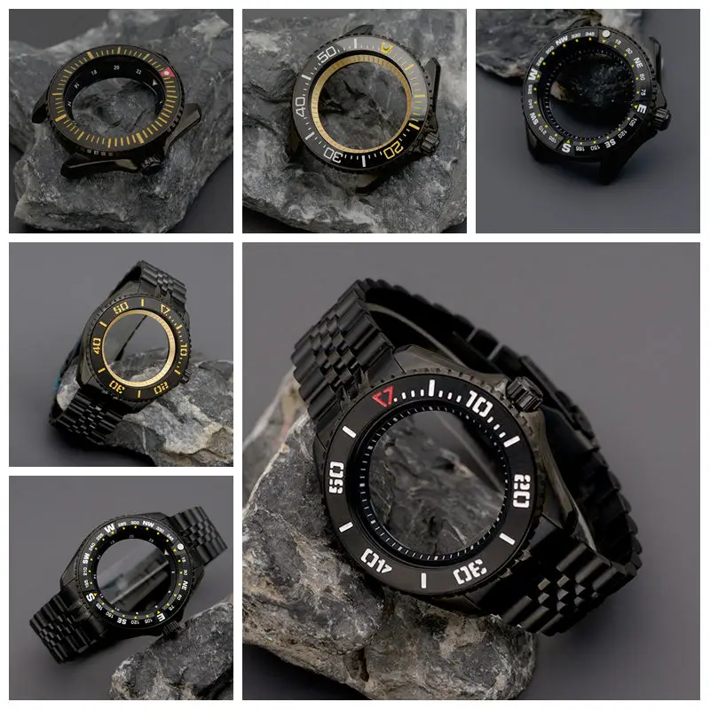 Black Watch Diver Case Sapphire Glass 200M Waterproof Fit NH34 NH35 NH36 4R 6R Japan Automatic Movement Watch Repair parts Cust