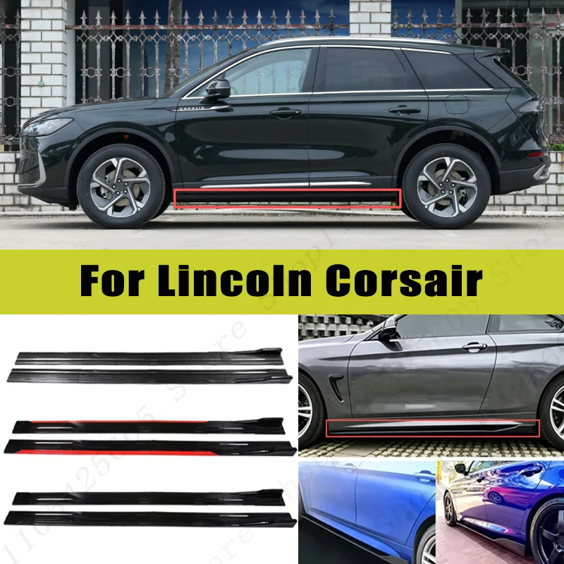 For Lincoln Corsair Racing Sport Side Skirts 2.0/2.2M 86.6" ABS Splitters Extended Lip Body Kit Bumper Modified Parts 8Pcs