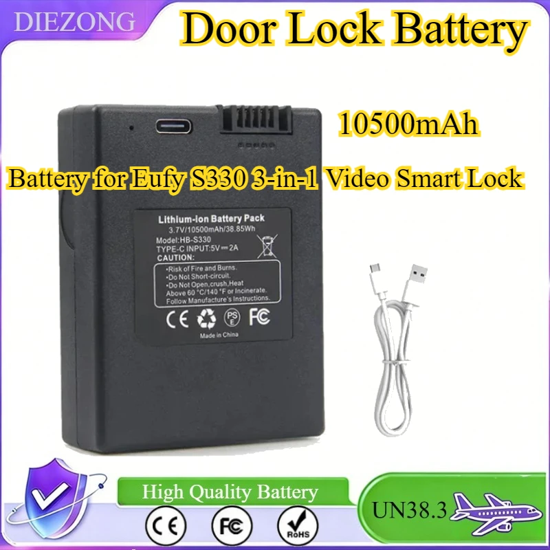 

NEW 10500mAh Security Rechargeable Battery for Eufy S330 3-in-1 Video Smart Lock and Smart Drop High Capacity Door Lock Battery