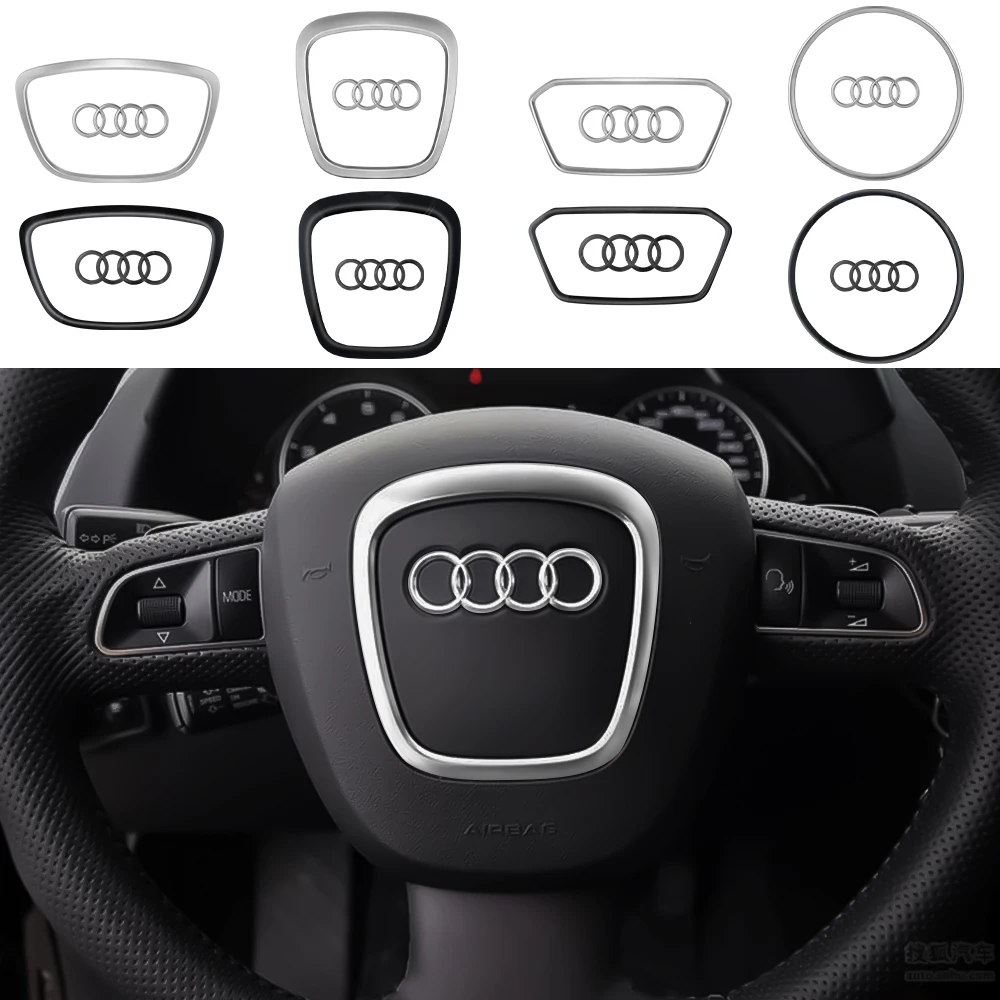 Автомобильный руль, центральный логотип, наклейки, украшения для Audi A4L A6L A5 A8L A3 A7 Q3 Q7 Q5 E-TRON A8 A7L Q6 Q8 SQ5 Q5L Автомобильный руль, центральный логотип, наклейки, украшения для Audi A4L A6L A5 A8L A3 A7 Q3 Q7 Q5 E-TRON A8 A7L Q6 Q8 SQ5 Q5L