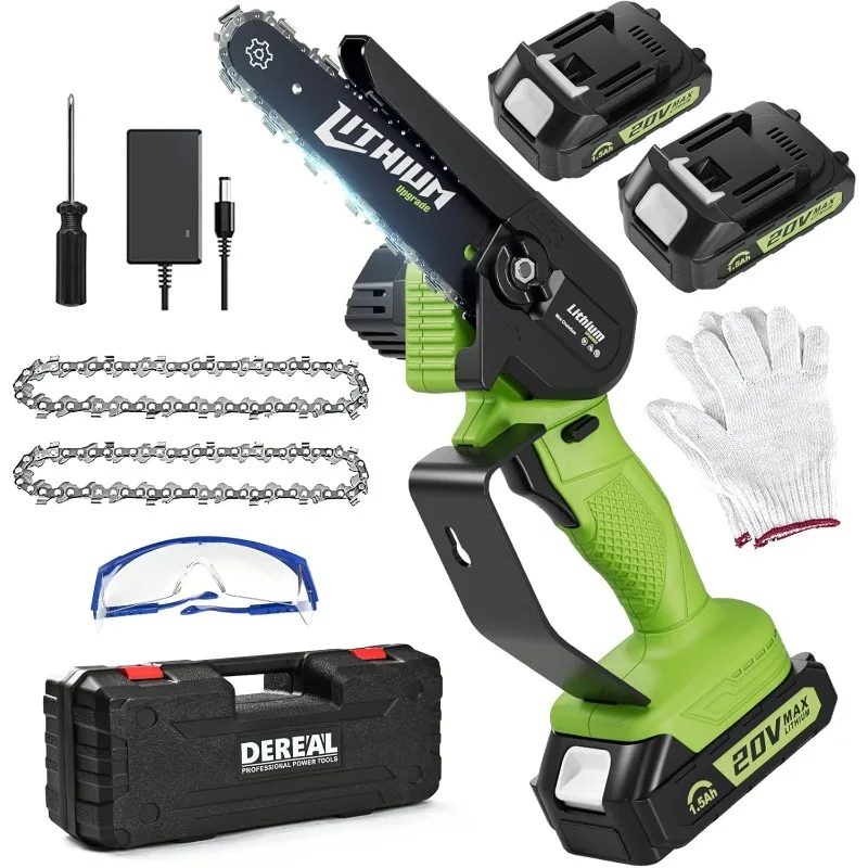 Mini Chainsaw 6 Inch Cordless, with 2 Rechargeable Batteries Powered (All 40V Large Capacity)