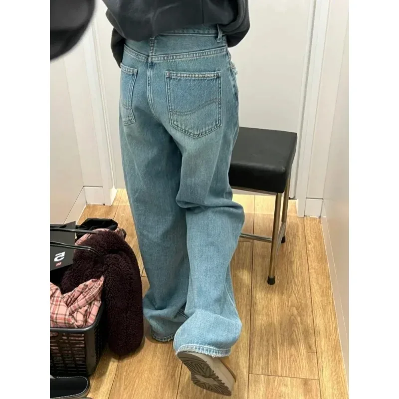 

Summer New Fashion Y2K green Blue Loose Trousers High Waisted Thin Jeans Women Full Length Wide Leg Denim Pants PTKPCC