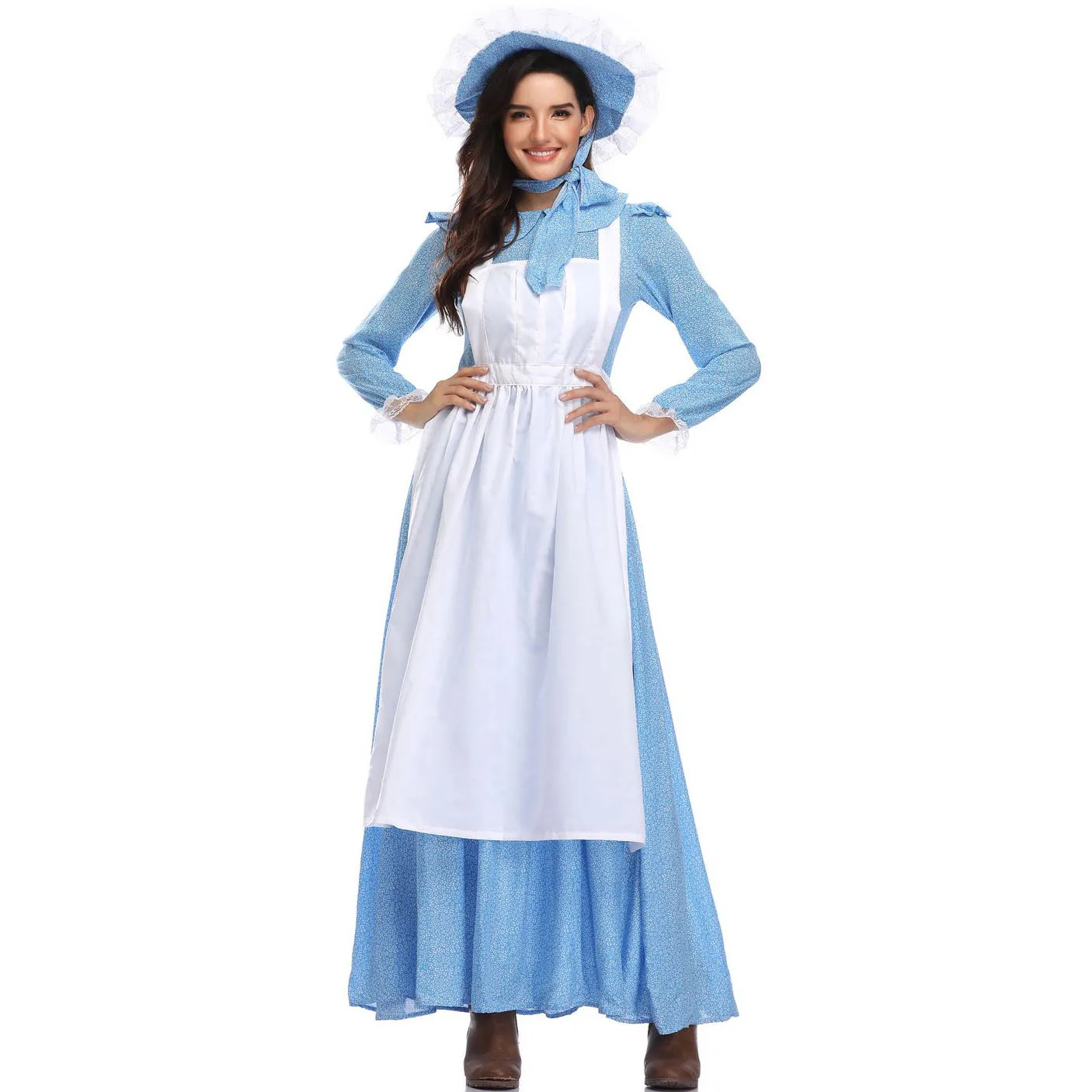 

Renaissance Costume Halloween Maid Costume European Colonial Period Country Style Dress Adult Maid Outfit