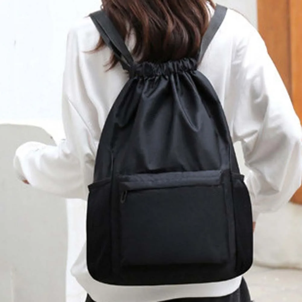 Portable Gym Drawstring Bag Quick Drying Adjustable Straps Oxford Cloth Backpack Lightweight Solid Color Drawstring School Bag