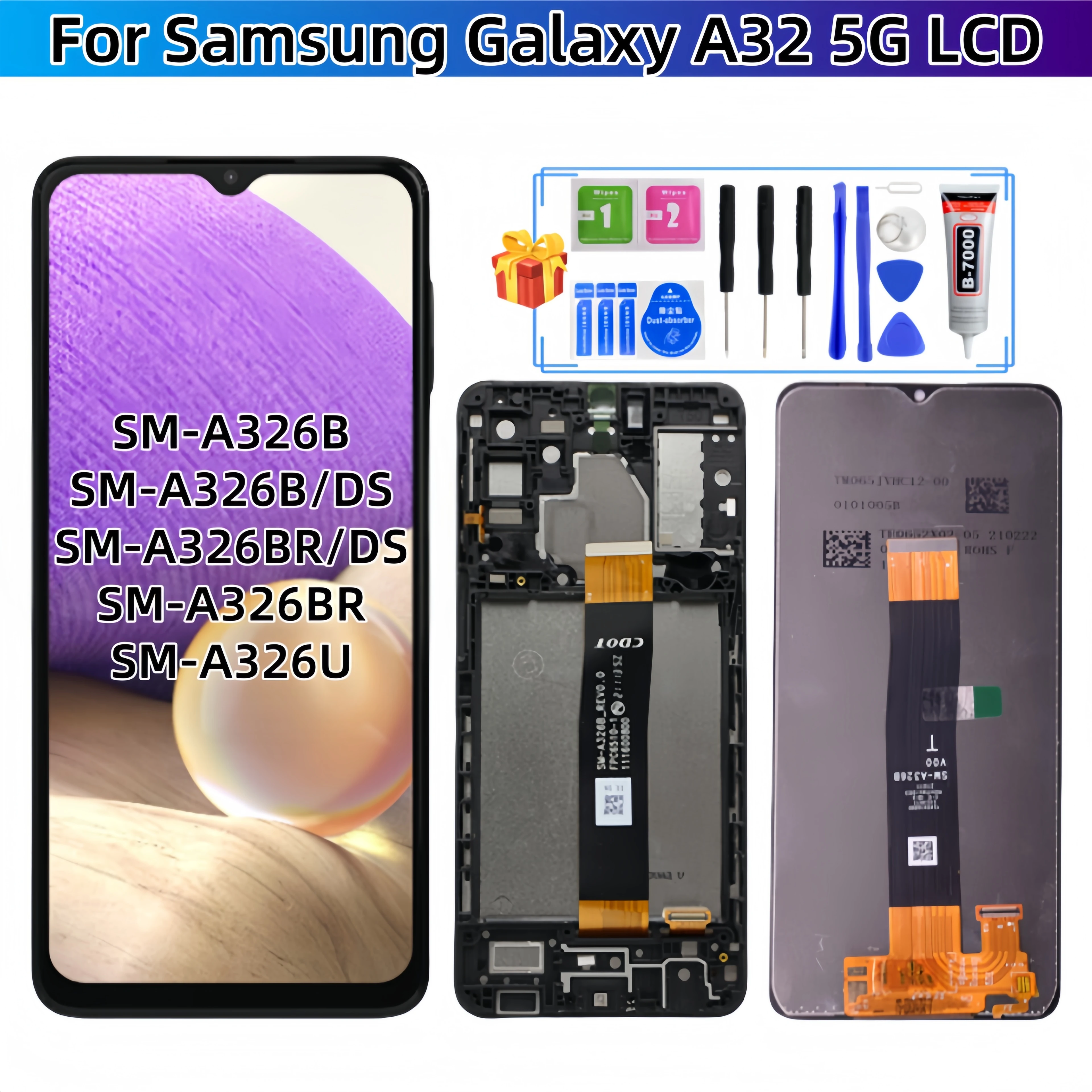 

Для Samsung Galaxy A32 5G 2021 SM-A326B A326B/DS A326BR/DS SM-A326U ЖК-дисплей с сенсорным экраном в сборе, запасные части для ЖК-дисплея