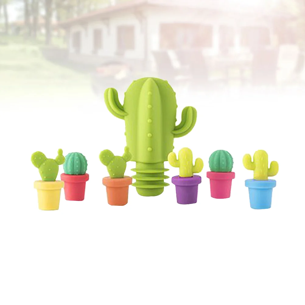 

Corks Bar Preservation Tool Silicone Stopper Drinks Cactus Shaped Beverage