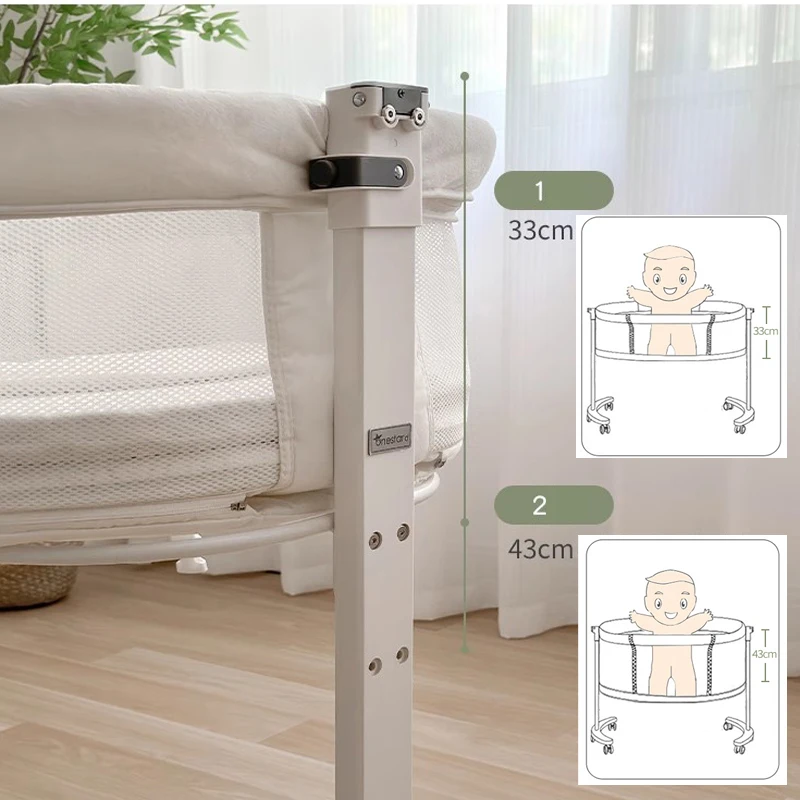 Baby Bassinet, Wooden Bedside Sleeper, Easy Folding Portable Crib, Adjustable Portable Bed for Infant /Baby Boy/Girl/Newborn