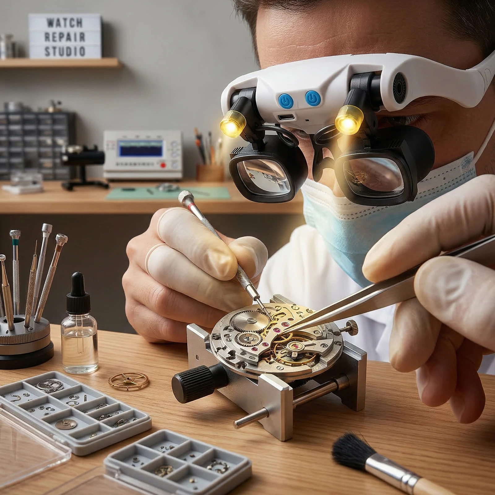 Jewelers Magnifying Glass with LED & Interchangeable Lens High-Definition Magnifying Glass Professional Magnification Glasses