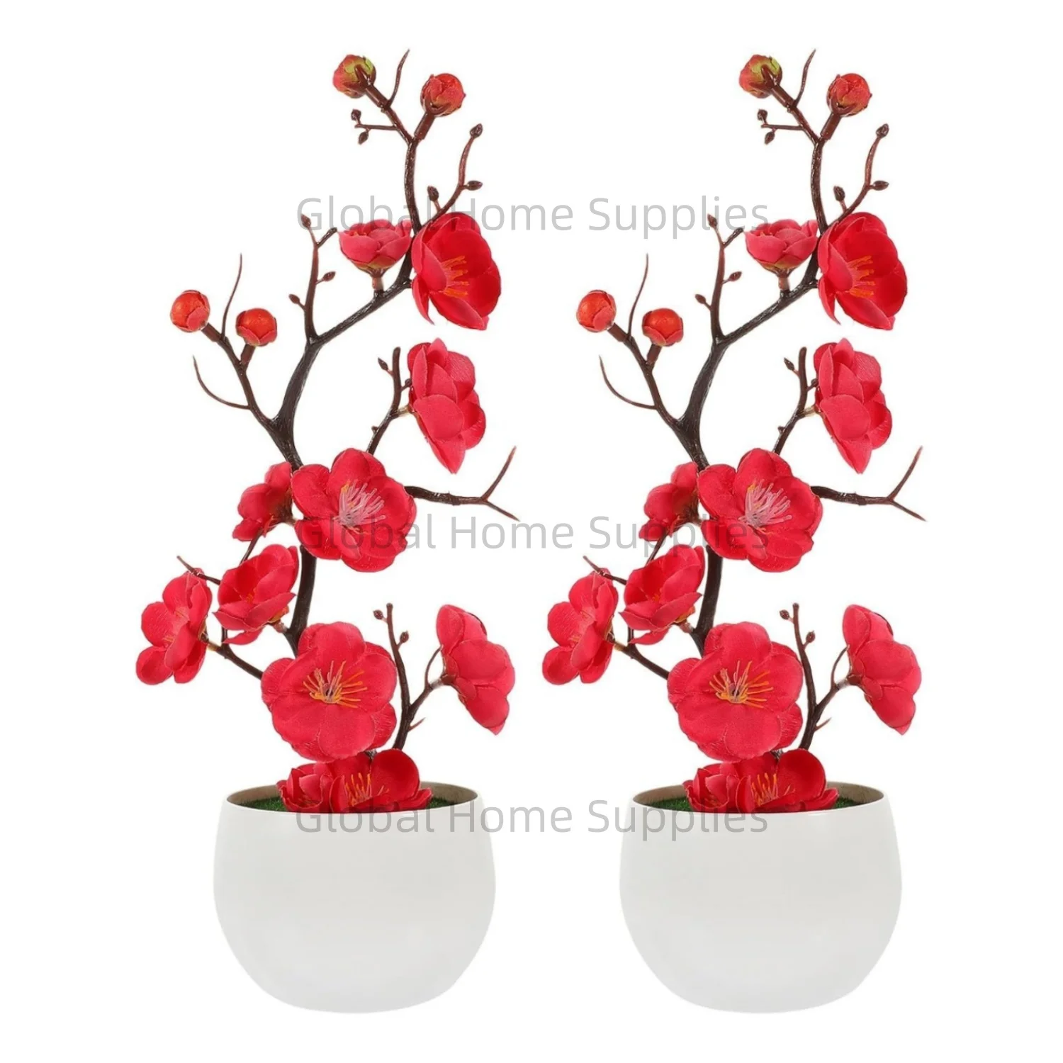 

2PCS Artificial Bonsai Plants Faux Potted Simulated Potted Decorations of Potted Plants Fake Flowers Bonsai Desktop Ornaments