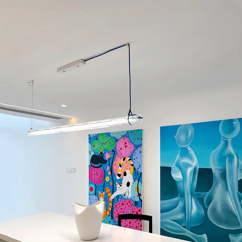 Memphis Style Designer One-Word Restaurant Pendant Lamp Modern Simple Glass Light for Dining Table Bar Coffee Shop