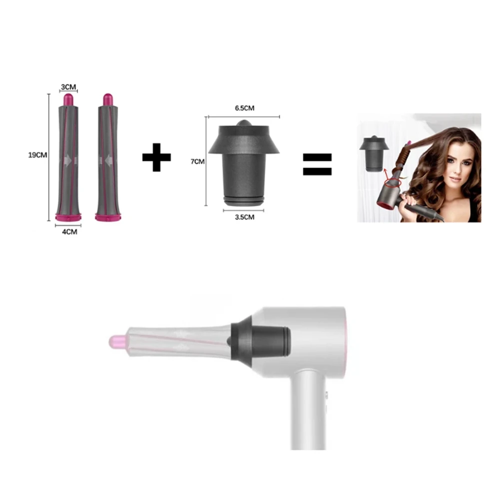 Hair Dryer Long Barrels Attachment Automatic Curling for Dyson Airwrap Long Curl Barrels Hair Dryer Air Styler Tool 2PCS