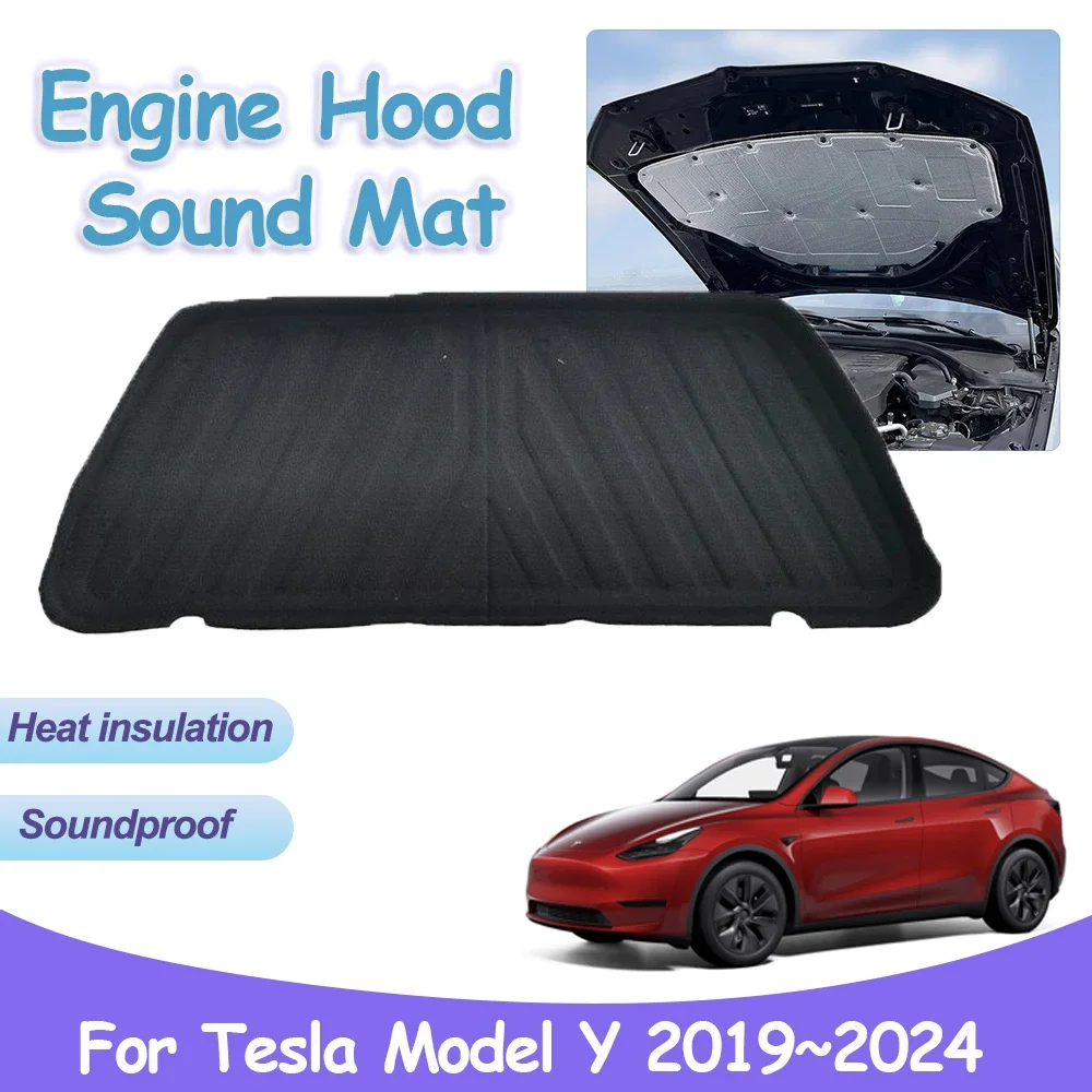 

Коврик для капота двигателя Tesla Model Y 2019 ~ 2024, звукоизоляционная хлопковая крышка, автомобильный огнестойкий коврик, подкладка, внутренние детали, аксессуары