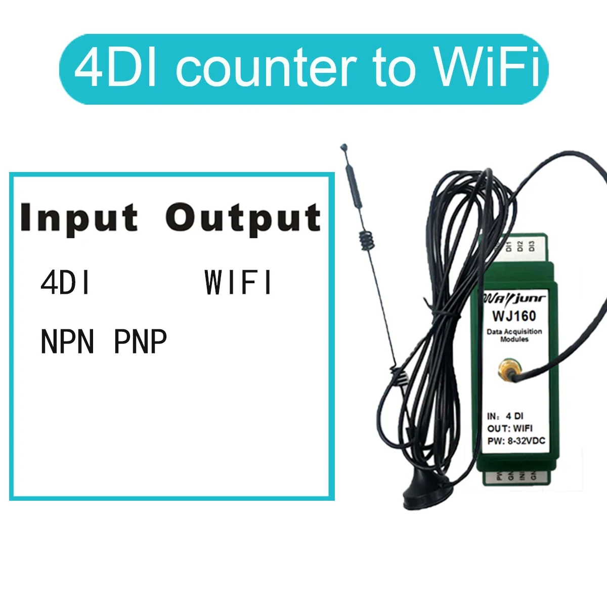 

4-Channel Di switch detection counter Modbus TCP protocol WiFi module wj160