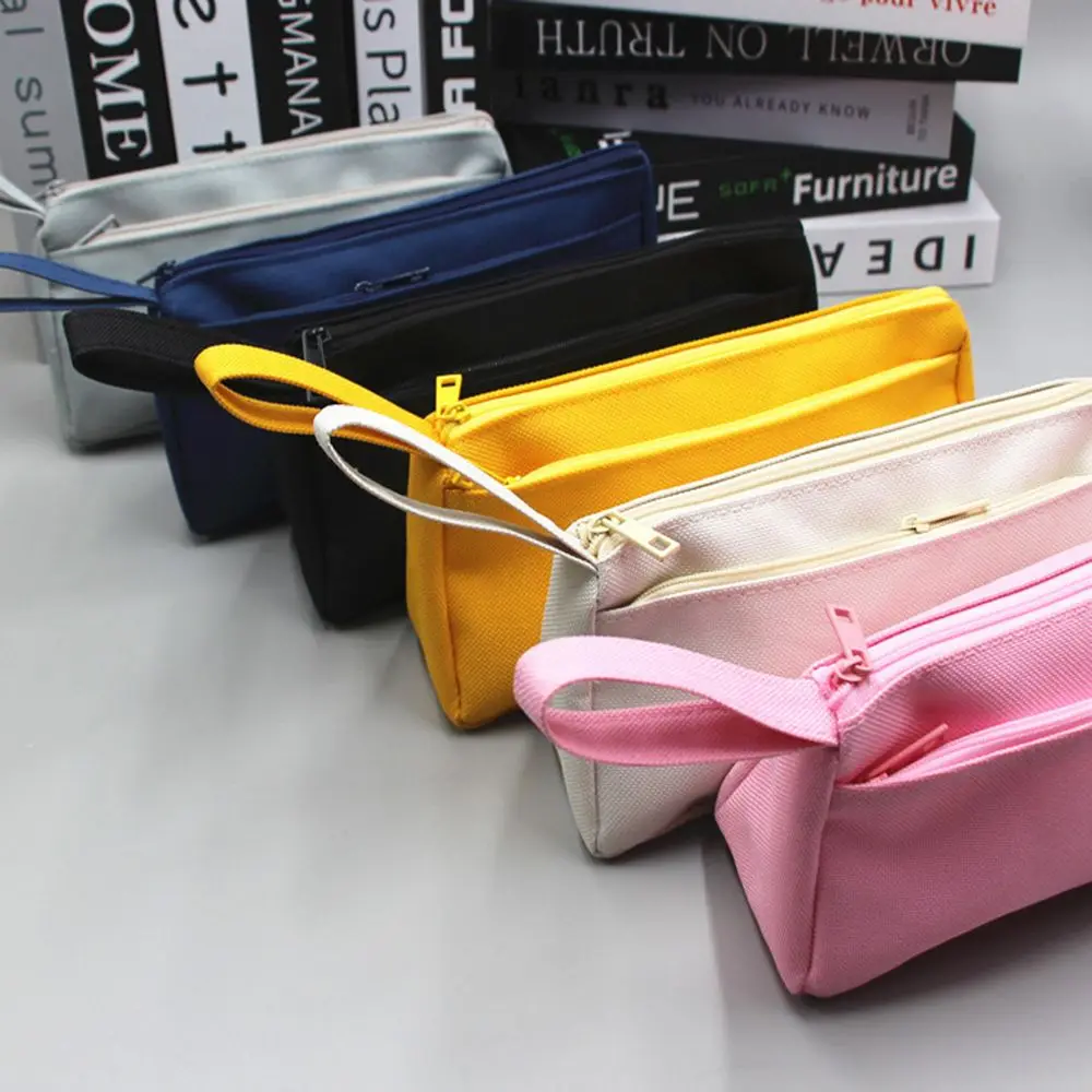 Borsa per penne ad alta aspetto Multi Fu Astuccio multifunzionale Borsa per cancelleria in tinta unita Borsa portaoggetti di grande capacità
