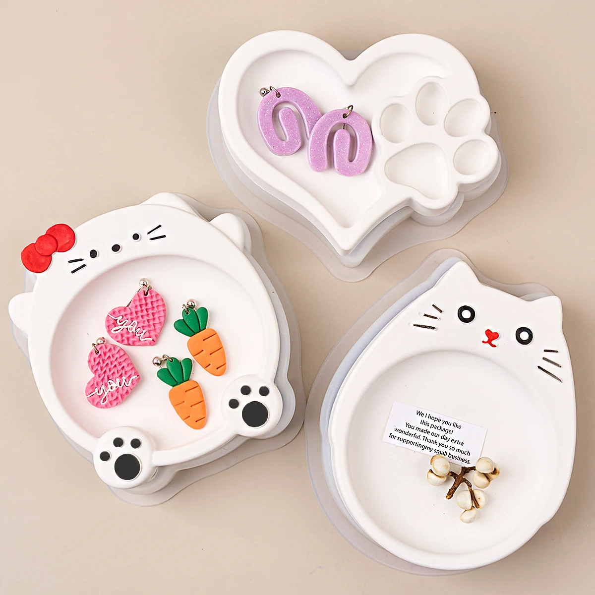 Katze Serie Tablett Ton Silikon Formen DIY Liebe Katze Pfote Obstschale Schmuck Lagerung Platte Harz Gips Gips Zement Beton Form