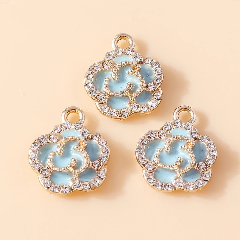20 Stück 14x17mm Modische Kristallblumen-Anhänger für Schmuckherstellung, Ohrringe, Halsketten, Armbänder, Zubehör, DIY-Bastelarbeiten, Geschenk – Detail 7