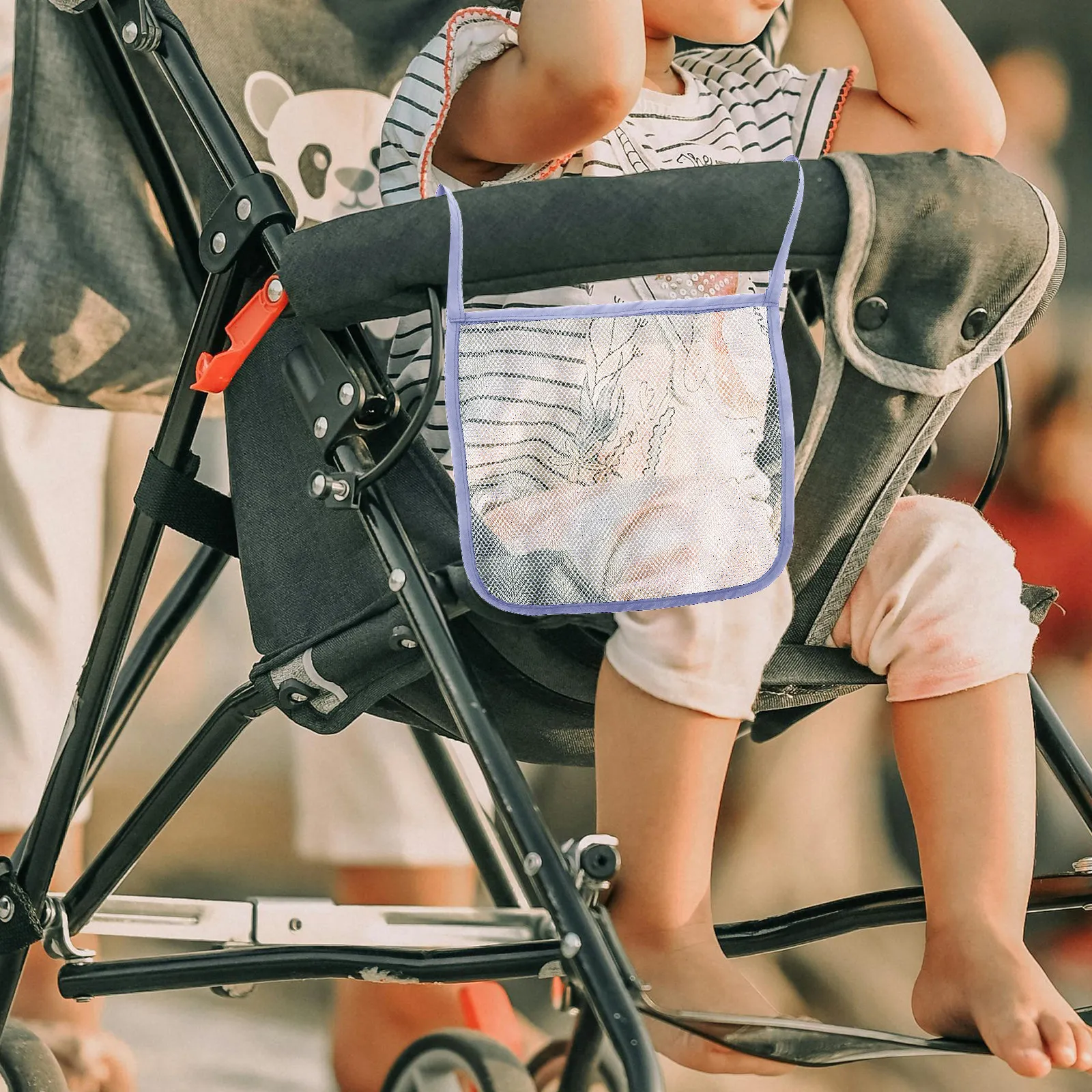 2Pcs Stroller Storage Net Bag Heavy-Duty Mesh Hanging Organizer for Baby Stroller Side Mount Easy Access Diaper Pacifier Rattle