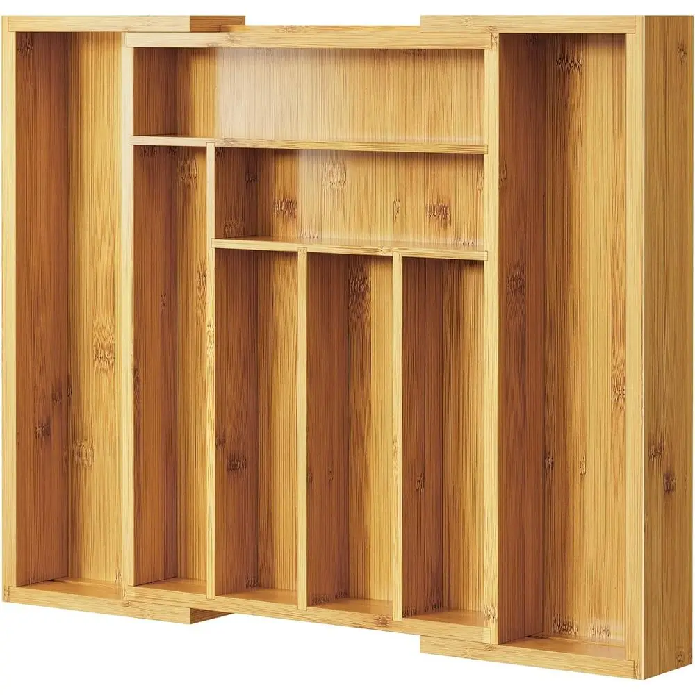 

Расширяемый органайзер для кухонных ящиков из натурального бамбука — вмещает ложки, вилки, ножи, многоцелевое использование, большой размер