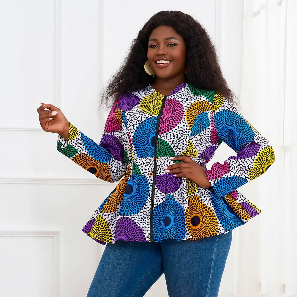 African Women's Coat Long Sleeve Ruffle Women's Top Office Autumn African Fashion Jacket For Women