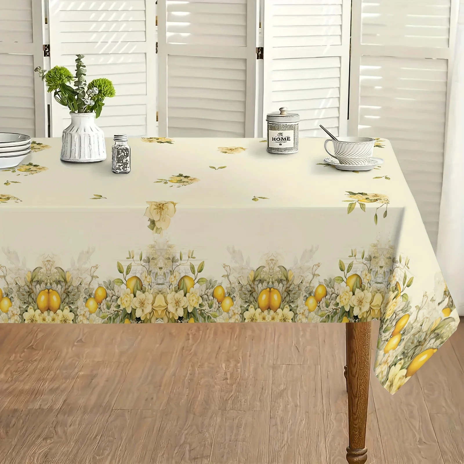 1pc, The spring and summer seasons Rectangle or circular tablecloth - 100% Polyester lemon design, for Party Festival Home Kitchen Restaurant Picnic Decor, Gifts