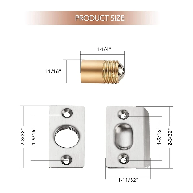 Chiusura per porta a sfera regolabile ABAE, chiusura per porta con cuscinetto a sfera per armadio, porta di chiusura per porte interne, confezione da 4