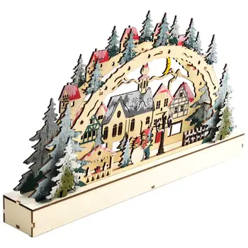 Christmas village houses with LED light and music traditional wooden house figurines perfect home decoration 2