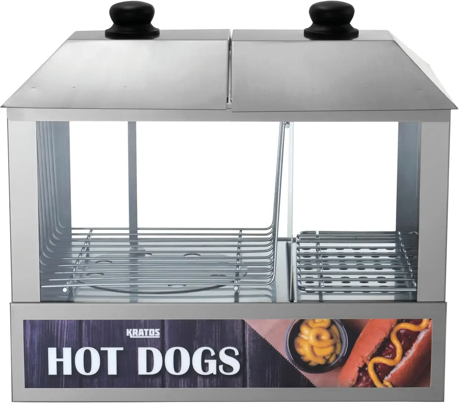 Vaporizador elétrico de cachorro-quente de bancada, mercadicionador comercial de cachorro-quente/cozinho, comporta 100 cachorro-quente e 48 pães, aço inoxidável, 120V,