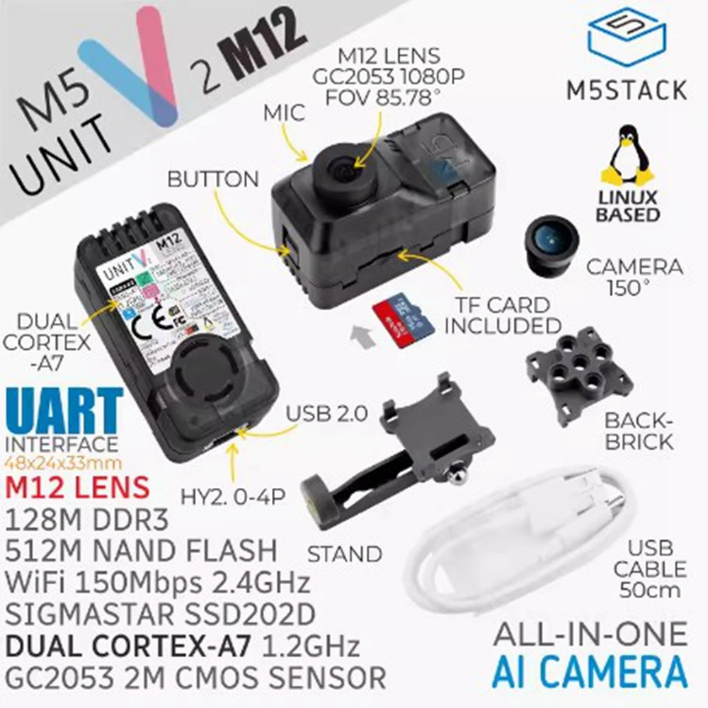 

M5Stack AI Identify camera Programmable development of visual modules M12 1080P camera