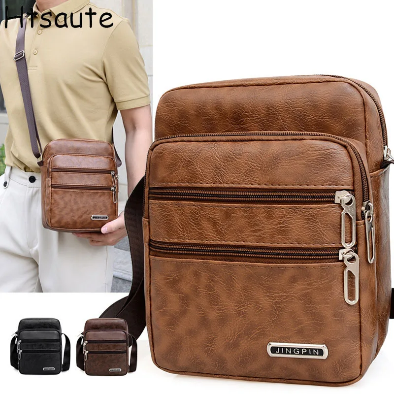 

Men's Crossbody Shoulder Bags PU Leather Tote Vintage Men Handbags Large Capacity PU Leather Bag Man Messenger Bags Tote Bag