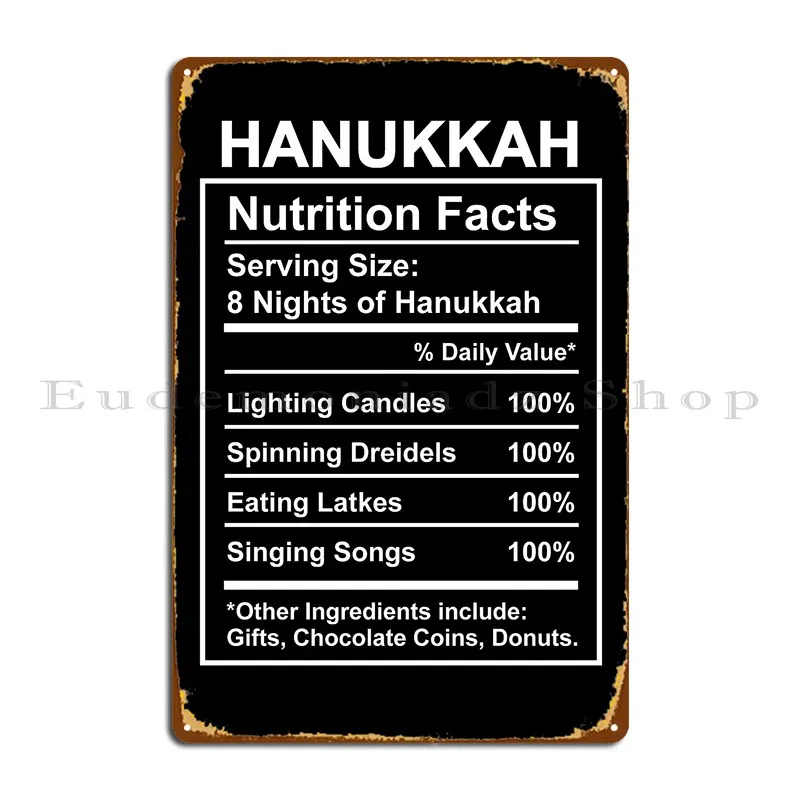 Funny Hanukkah 2021 Nutrition Facts For Women Jewish Holiday Metal Plaque Cinema Design Personalized Designing Tin Sign Poster