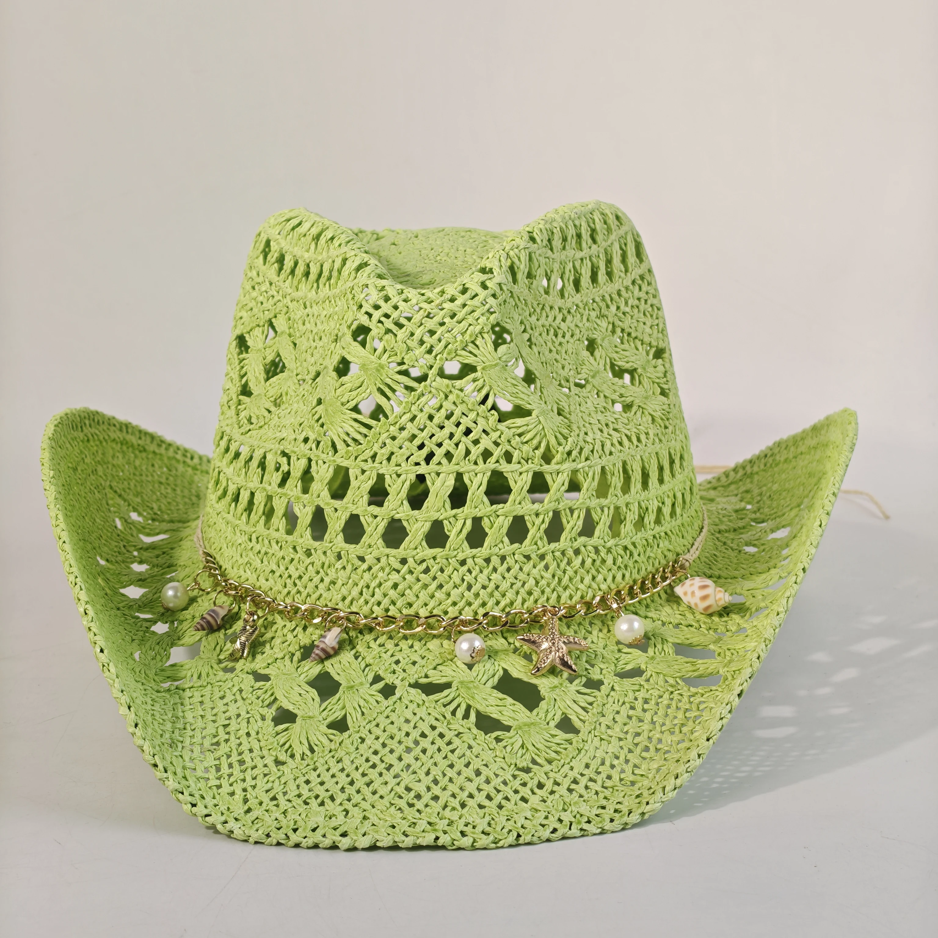 New Yellow Western Cowboy Hat Handmade Straw Weaving Beach Sun Hat Gentleman Lady Cowgirl Jazz Hat Vacation Cap sombrero vaquero