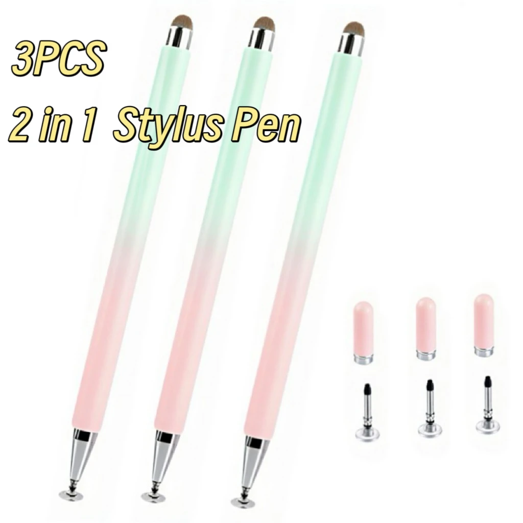 

3 шт. универсальные стилусы 2 в 1 для планшетов и телефонов, сенсорные ручки для Apple Pencil, iPad, Xiaomi, Samsung, Lenovo