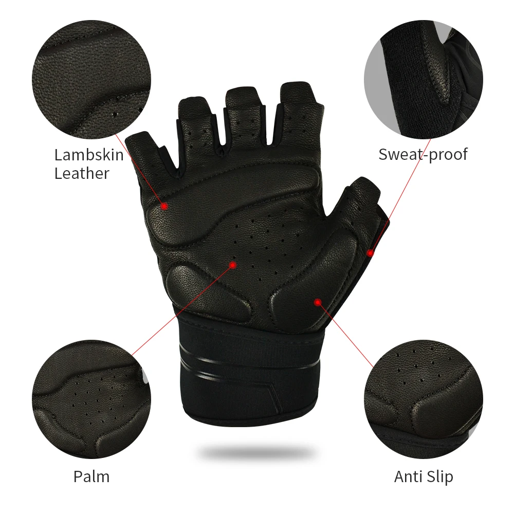 Leather Weight Lifting Fitness Gloves Anti-slip Wrist Support Training Gym Gloves For Men Women 2023