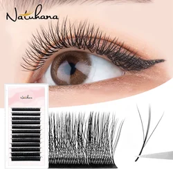 NATUHANA 3D W Shape Lashes Premade Volume Fan Lash Extensions Natural W Style Lashes Faux Mink Individual Lashes Makeup(2.0)