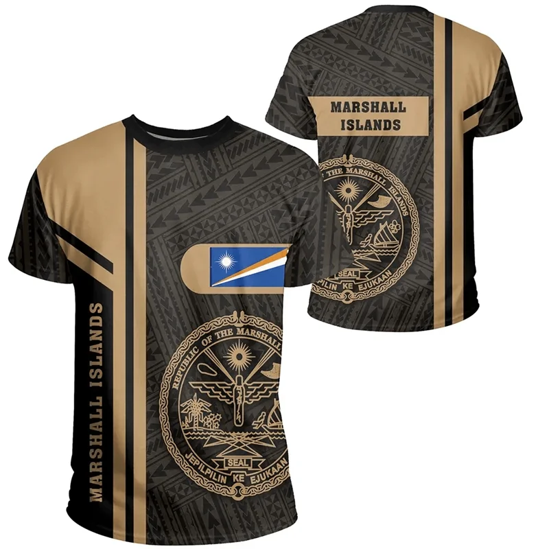FSM Marshall Islands National IndependenceDay 3D Printing T Shirt The Republic-of Marshall Islands Flag Graphic Shorts Sleeves