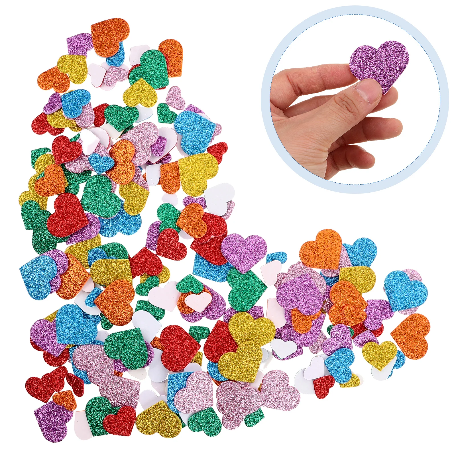 

200 Pcs Valentine's Day Sponge Stickers Heart for Diy Self Adhesive Craft Foam Glitter Shapes Manual Child