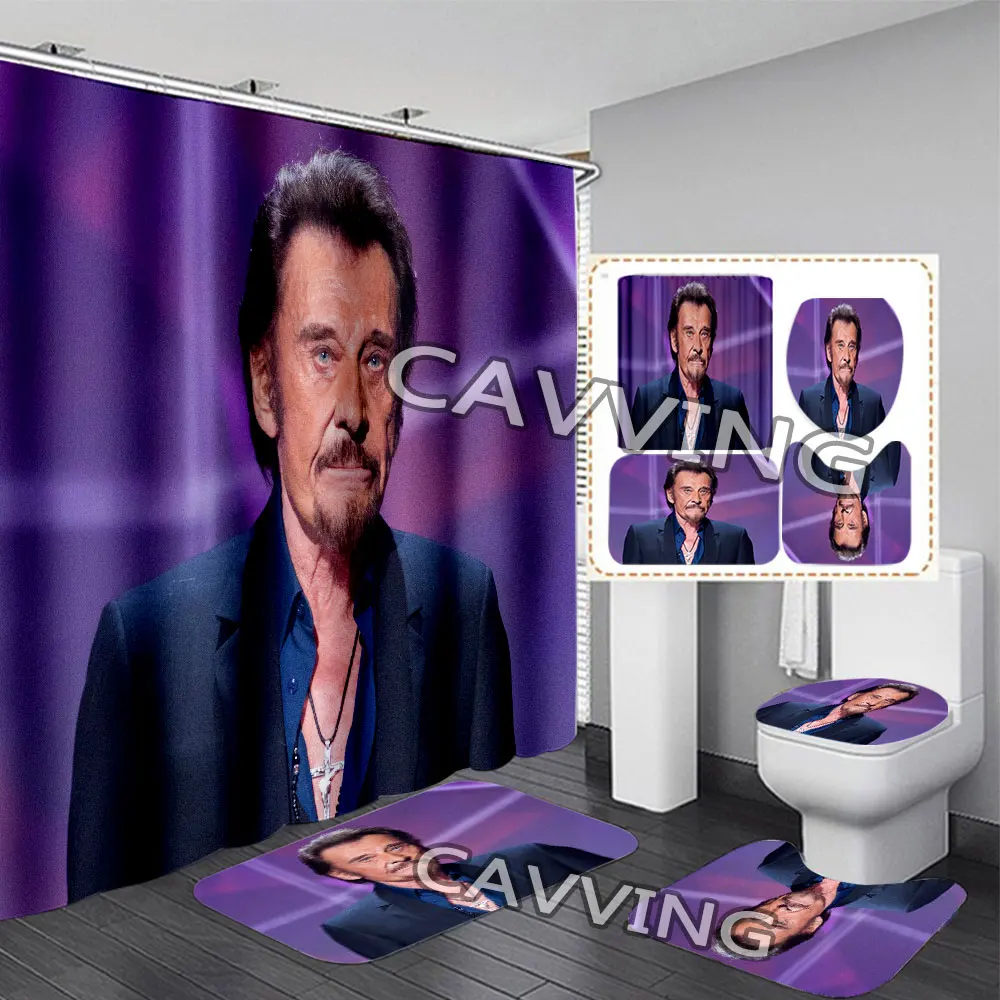 Johnny Hallyday 3D Shower Curtains Waterproof Bathroom Curtain Anti-slip Bath Mat Set Toilet Rugs Carpet Home Decor