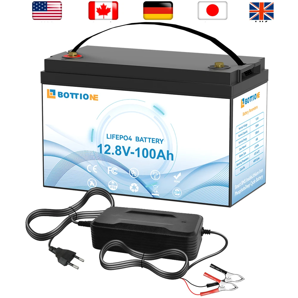 EU/US/CA Stock 12V 24V 50Ah 60Ah 100Ah 120Ah 200Ah LiFePO4 Battery Lithium Iron Phosphate Battery Pack For Marine Boat