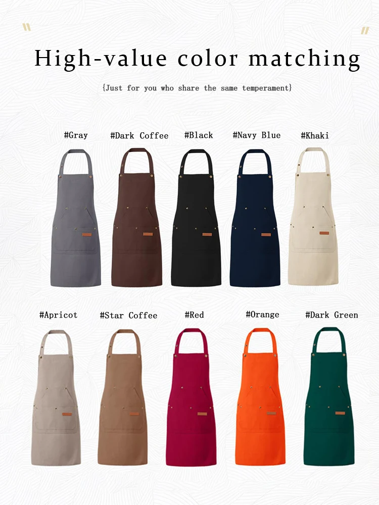 مريلة رقبة قماشية مقاومة للماء تجارية، ربطات خصر قابلة للتعديل، قماش متين لحامل الفاكهة في السوبر ماركت وموظفي متجر البقالة