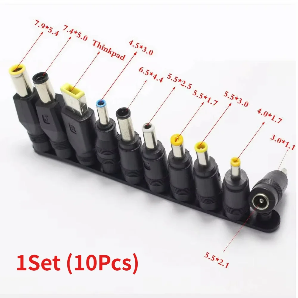 10pcs Multi-type Universal DC Power Plug Adapter Jack Connector 5.5MM*2.5MM 6.3MM*4.4MM 4.0MM*1.7MM DC Micro USB Connectors Kit