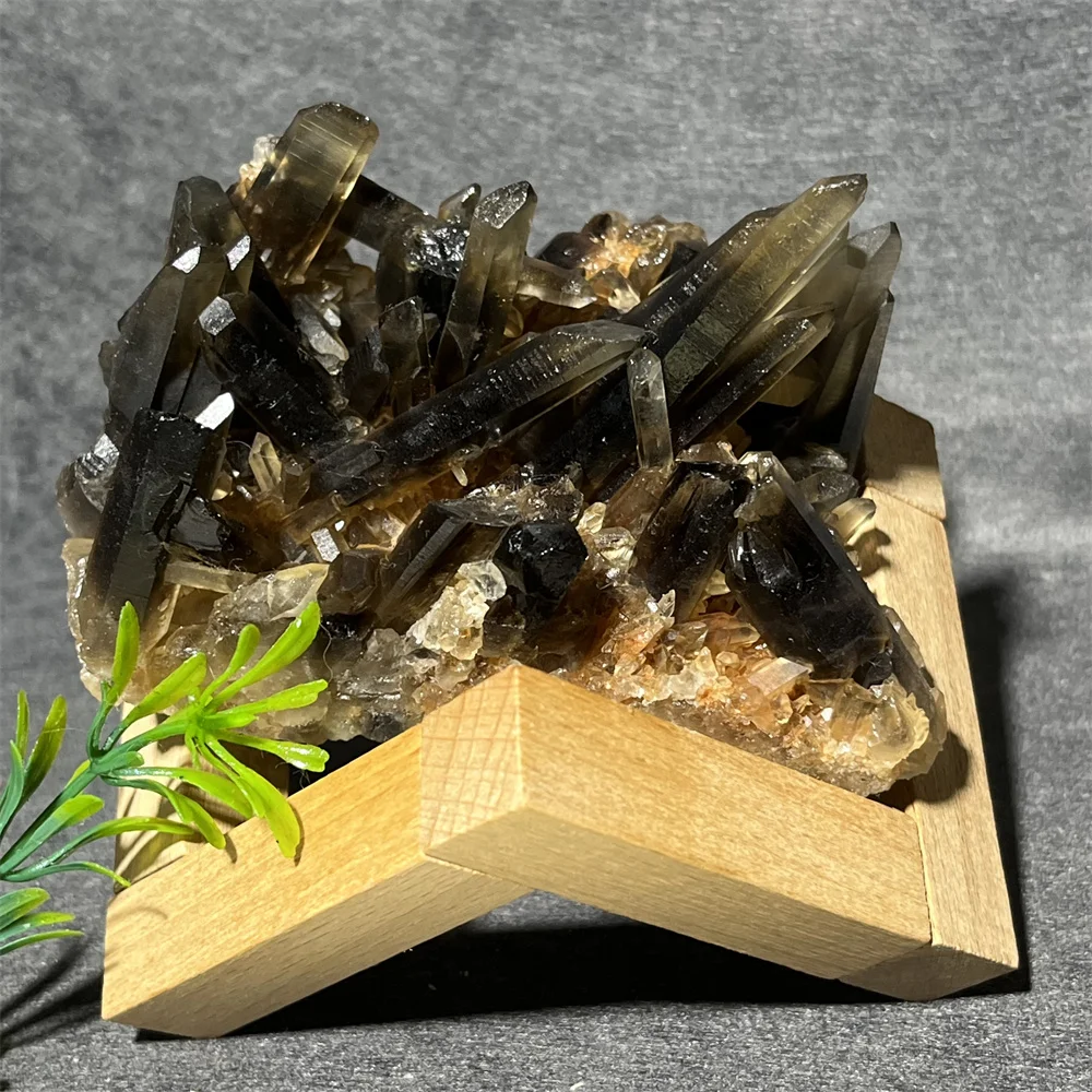 

Black Quartz Cluster Specimen Natural Raw Healing Smokey Stone Mineral Reiki Primitive Home Restoration Decoration Gem Energy