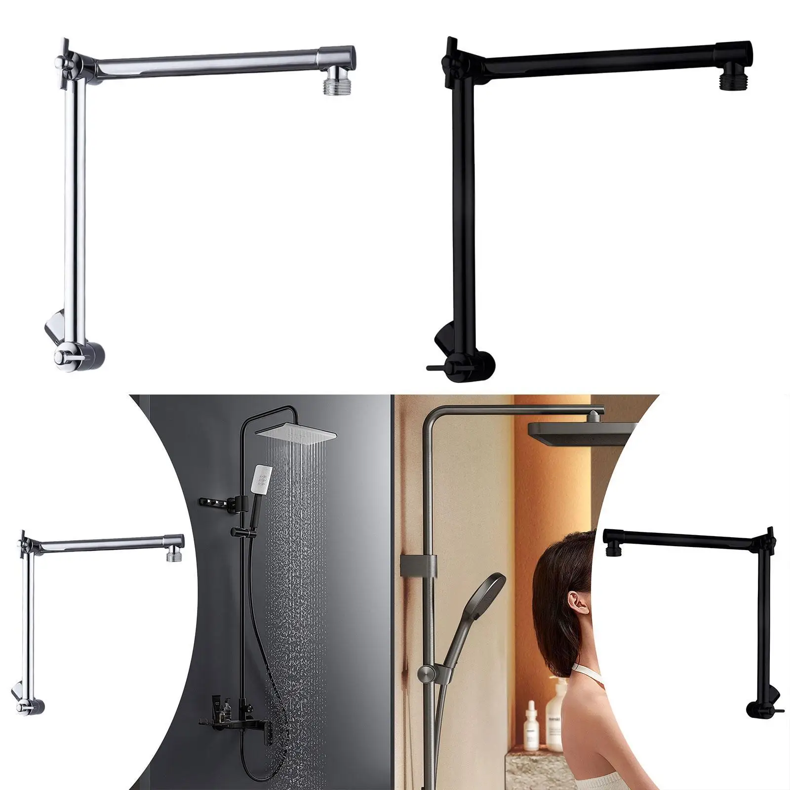 

Bath Shower Extension Arm Head Extender, 18 In-In, Height/Angle G1/2 Universal