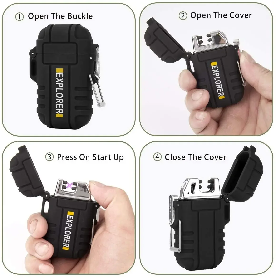 Outdoor Waterproof USB Electronic Lighter Dual Arc Plasma Cigarette Lighter Rechargeable Lighter For Explorer Hike Smoking Tools