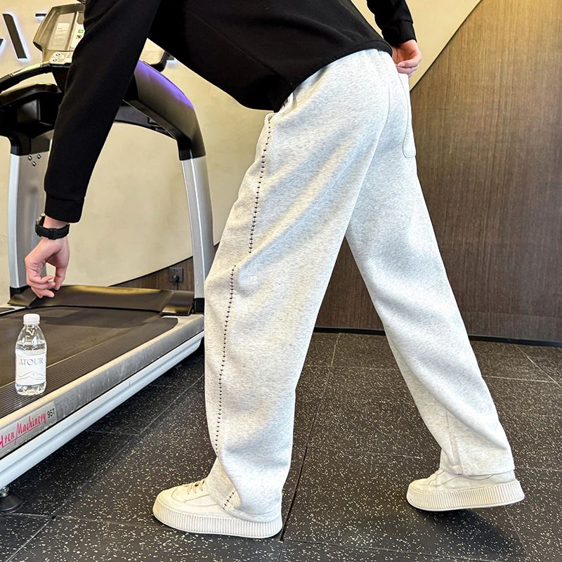 

Casual Knitted Sweatpants 2 Colors Polyester Cotton Blend M4XL Size Youthful Sle Autumn Wear Comfortable Straight Leg Trousers