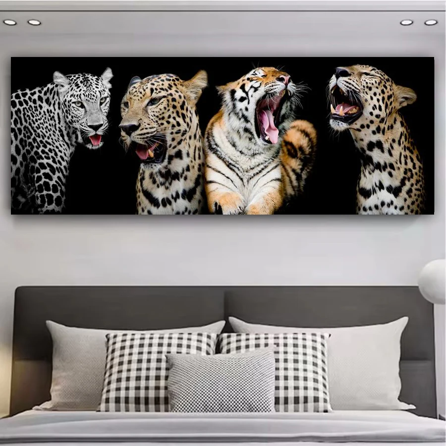 Pintura de Diamantes DIY de Gran Tamaño con Diseño de Tigre y Leopardo, Mosaico de Animales para Fiestas, Cuadro de Bordado con Taladro Cuadrado o Redondo Completo, Decoración de Pared