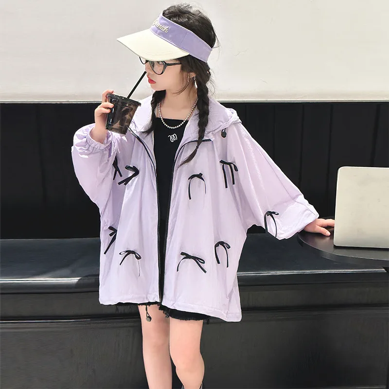 Girls Coat Summer Sun Protection Clothes 2024 New Style All-match Coat Children Women Big Children Coat Simple Casual Top